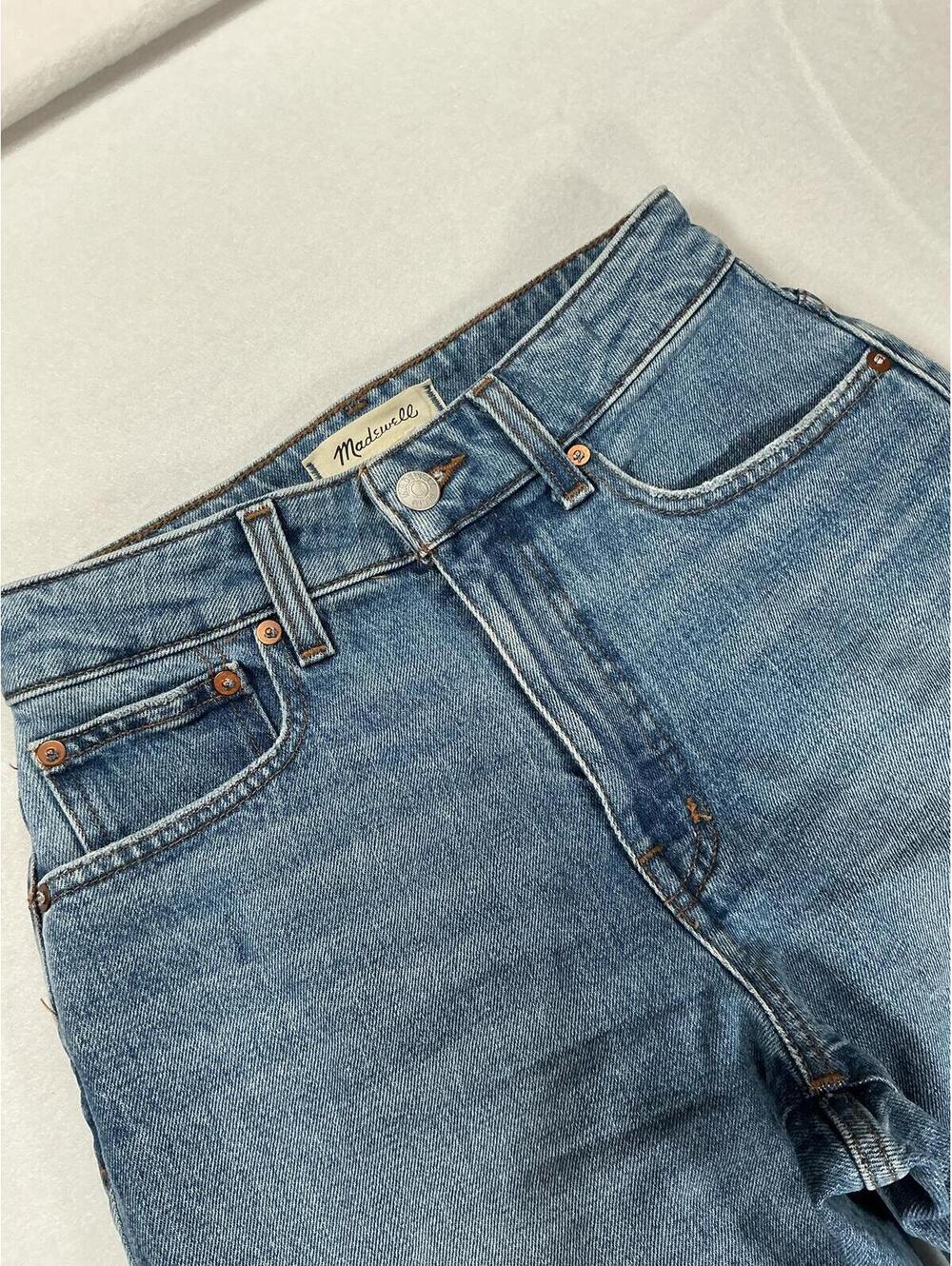 Madewell Curvy 90s Straight Crop Jeans Size 24 Light Wash Blue Denim